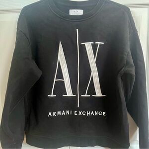 Armani Exchange Logo Black & White Crewneck Sweater